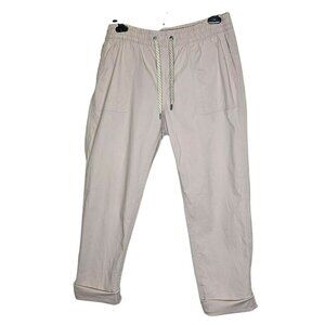 Vuori Womens Rip Stop Organic Cotton Elastic Waist Pants M Beige Cuffed Hem Gorp
